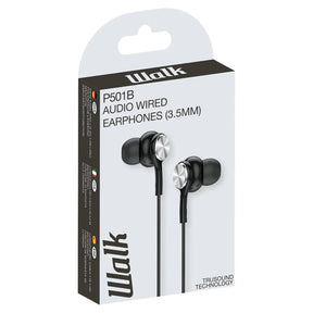 Walk Audio P501B Black Earphones W/Mic [Accessories]
