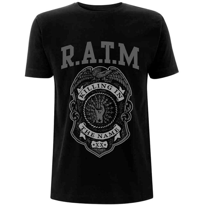 Rage Against The Machine: Grey Police Badge, Black - Small [T-Shirts]