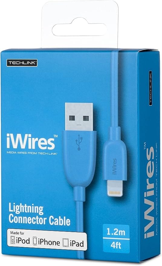 Techlink iWires 528782 USB 2.0 Plug to Lightning Plug Cable - Blue [Accessories]