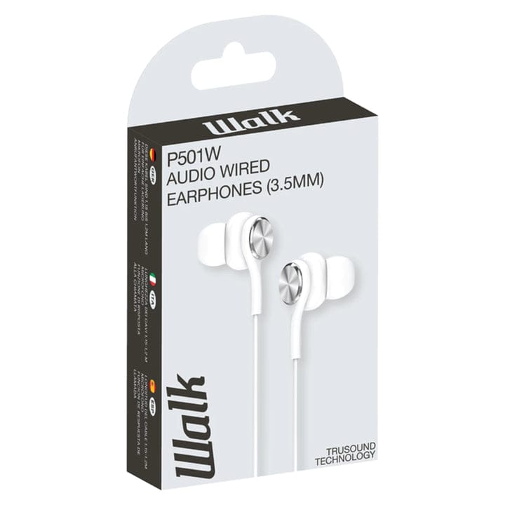 Walk Audio P501W White Earphones W/Mic [Accessories]