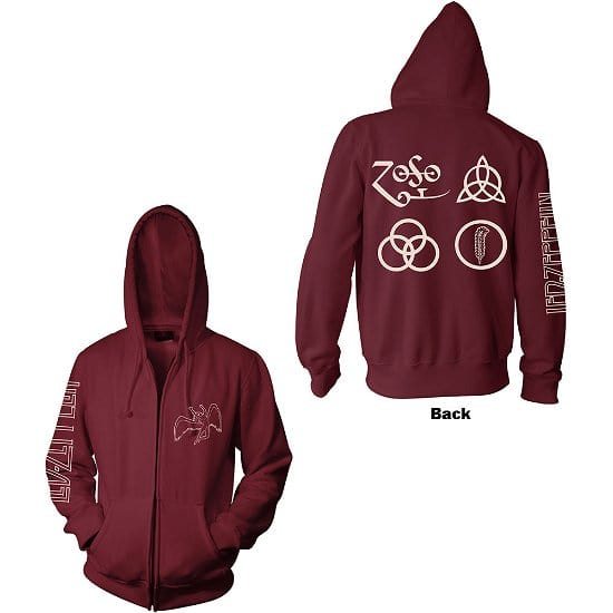 Led Zepplin - Symbol Zip-up, Maroon - XL [Hoodie]