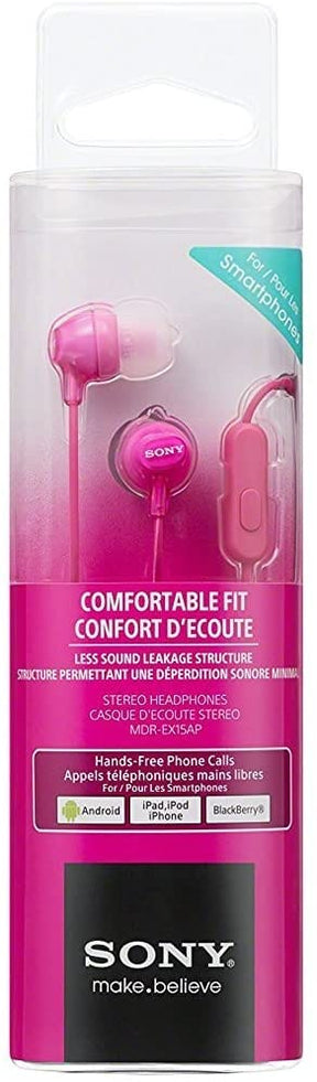SONY MDR-EX15AP EARPHONES WITH MIC AND CONTROL - PINK [ACCESSORIES]