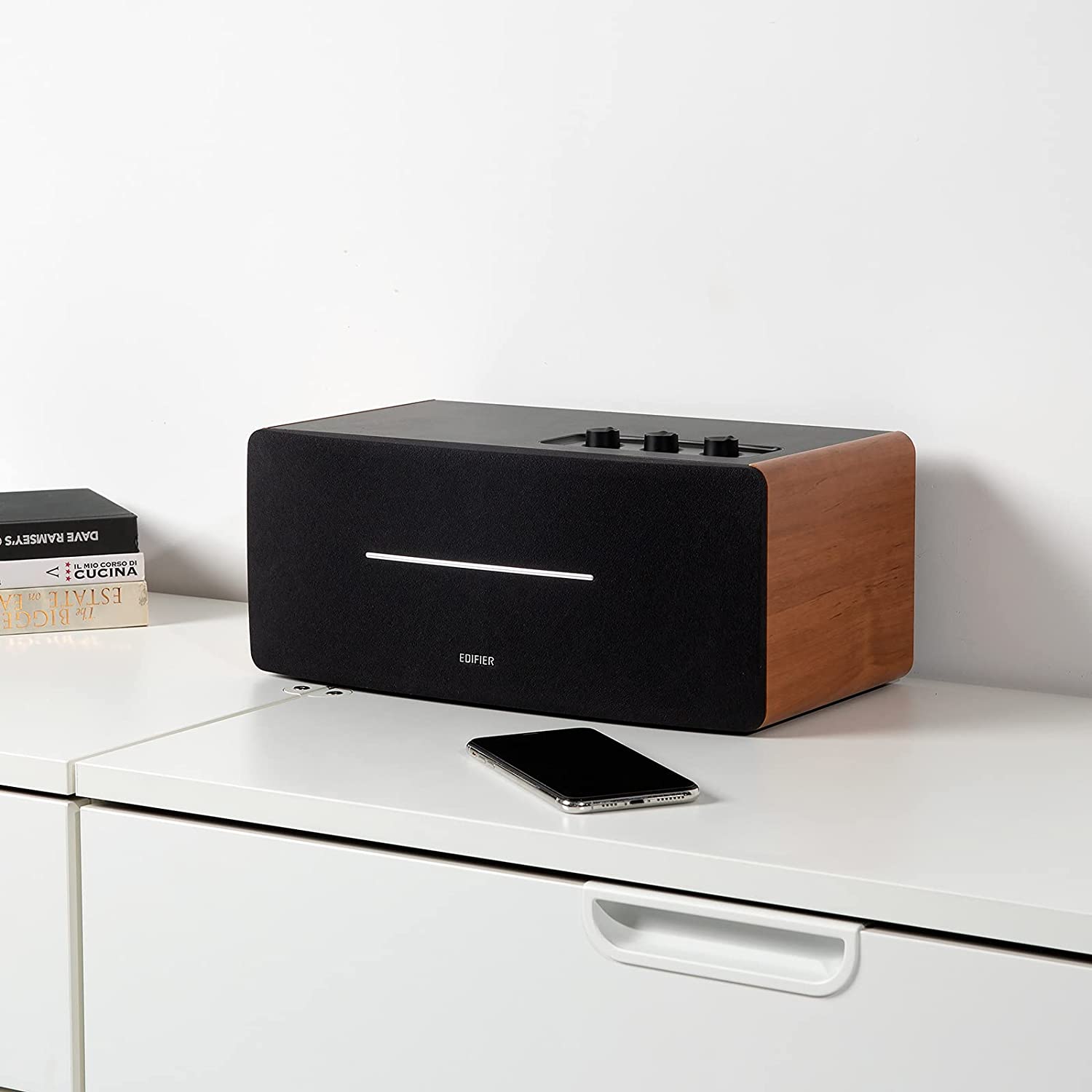 Edifier D12 Bookshelf Speaker - Integrated Desktop Stereo Bluetooth Speaker -Wooden Enclosure [Tech & Turntables]