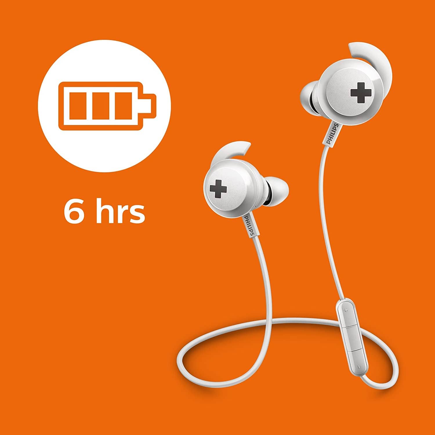 PHILIPS SHB4305WT/00 BASS+ BLUETOOTH EARPHONES WITH MIC - WHITE [ACCESSORIES]