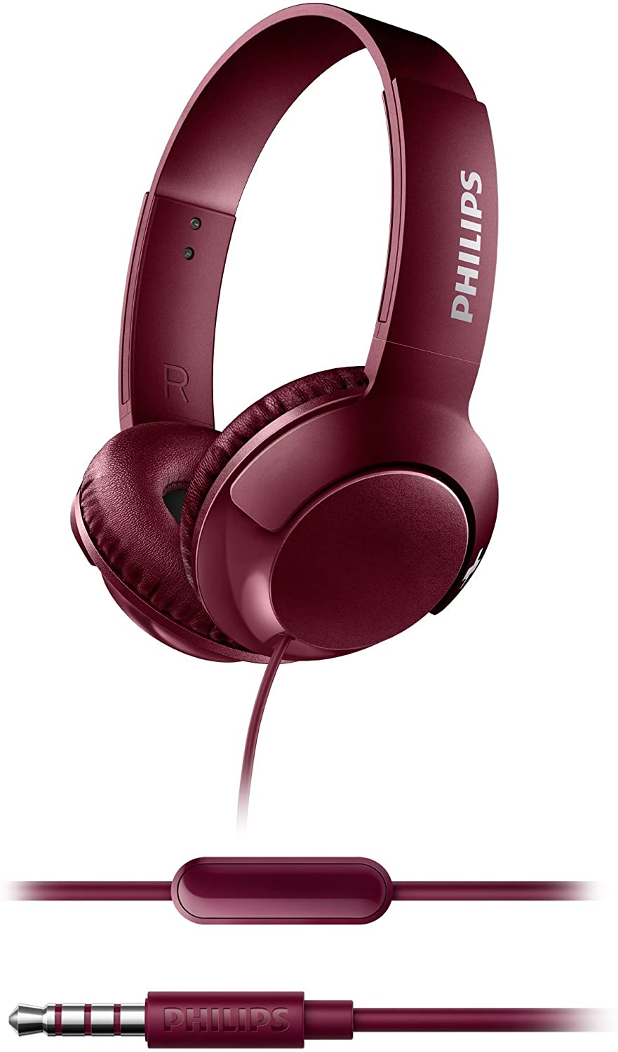 PHILIPS SHL3075RD BASS+ ON-EAR HEADPHONES WITH MIC - RED [ACCESSORIES]