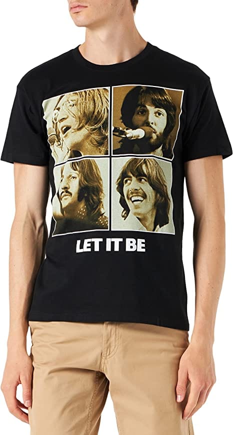 The Beatles Men's Let It Be Sepia - Black - Large [T-Shirts]