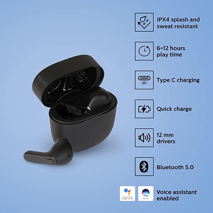 PHILIPS WIRELESS EARBUDS, BLACK [ACCESSORIES]