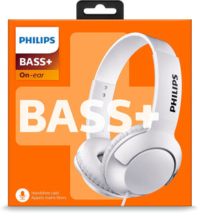 PHILIPS SHL3075WT BASS+ ON-EAR HEADPHONES WITH MIC - WHITE [ACCESSORIES]