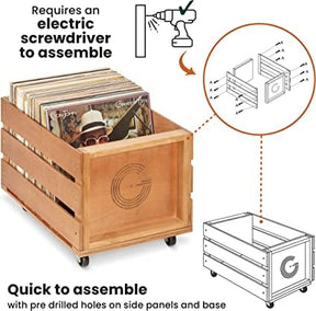 Legend Vinyl Wooden Vinyl Record Storage Crate on Wheels [Accessories]