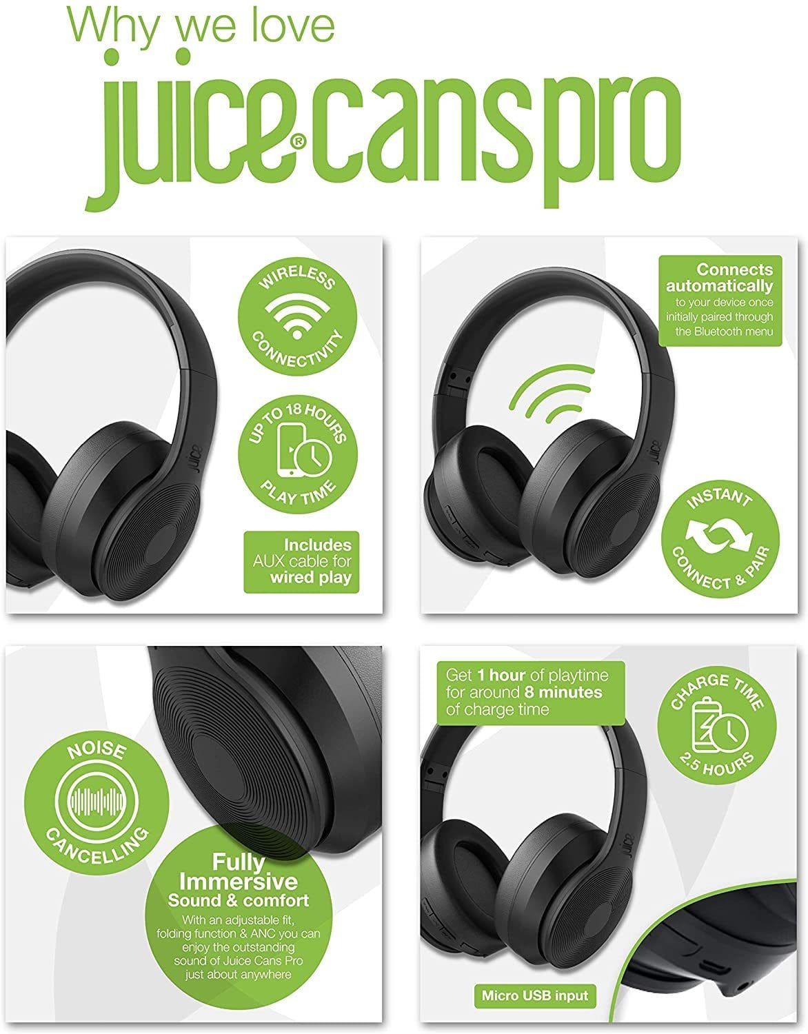 JUICE®CANS PRO - ACTIVE NOISE CANCELLING TRUE WIRELESS ON-EAR HEADPHONES [ACCESSORIES]