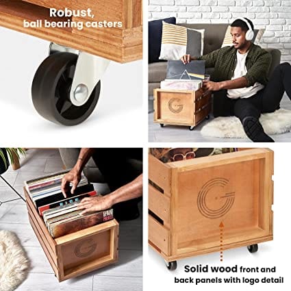 Legend Vinyl Wooden Vinyl Record Storage Crate on Wheels [Accessories]