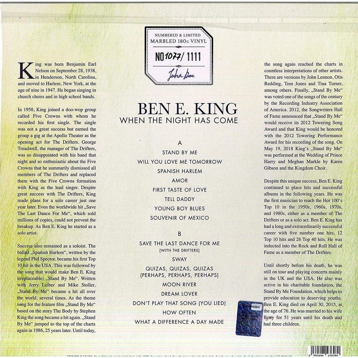 WHEN THE NIGHT HAS COME [VINYL]- BEN E. KING [VINYL]