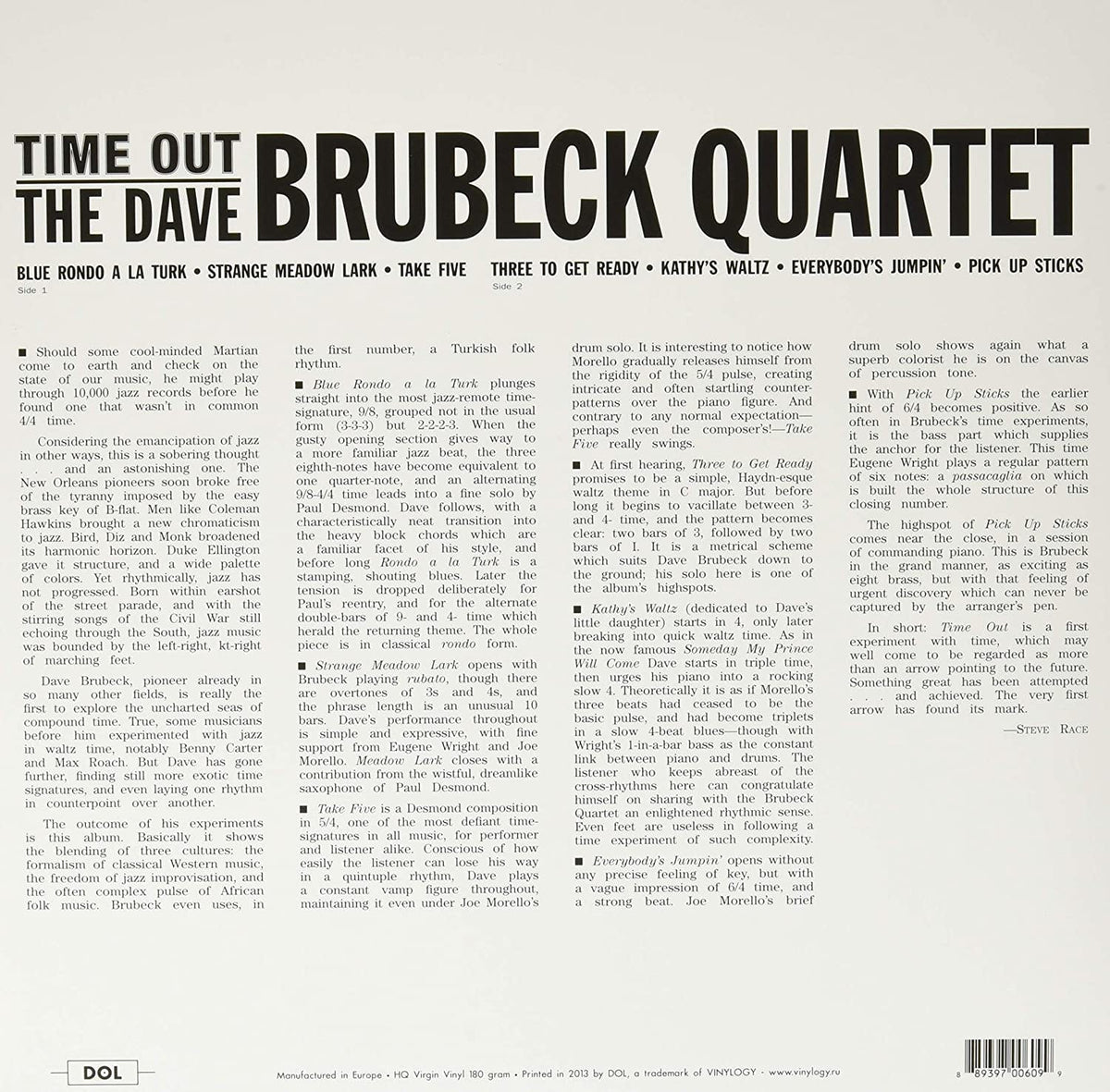 THE DAVE BRUBECK QUARTET - TIME OUT [COLOUR VINYL]
