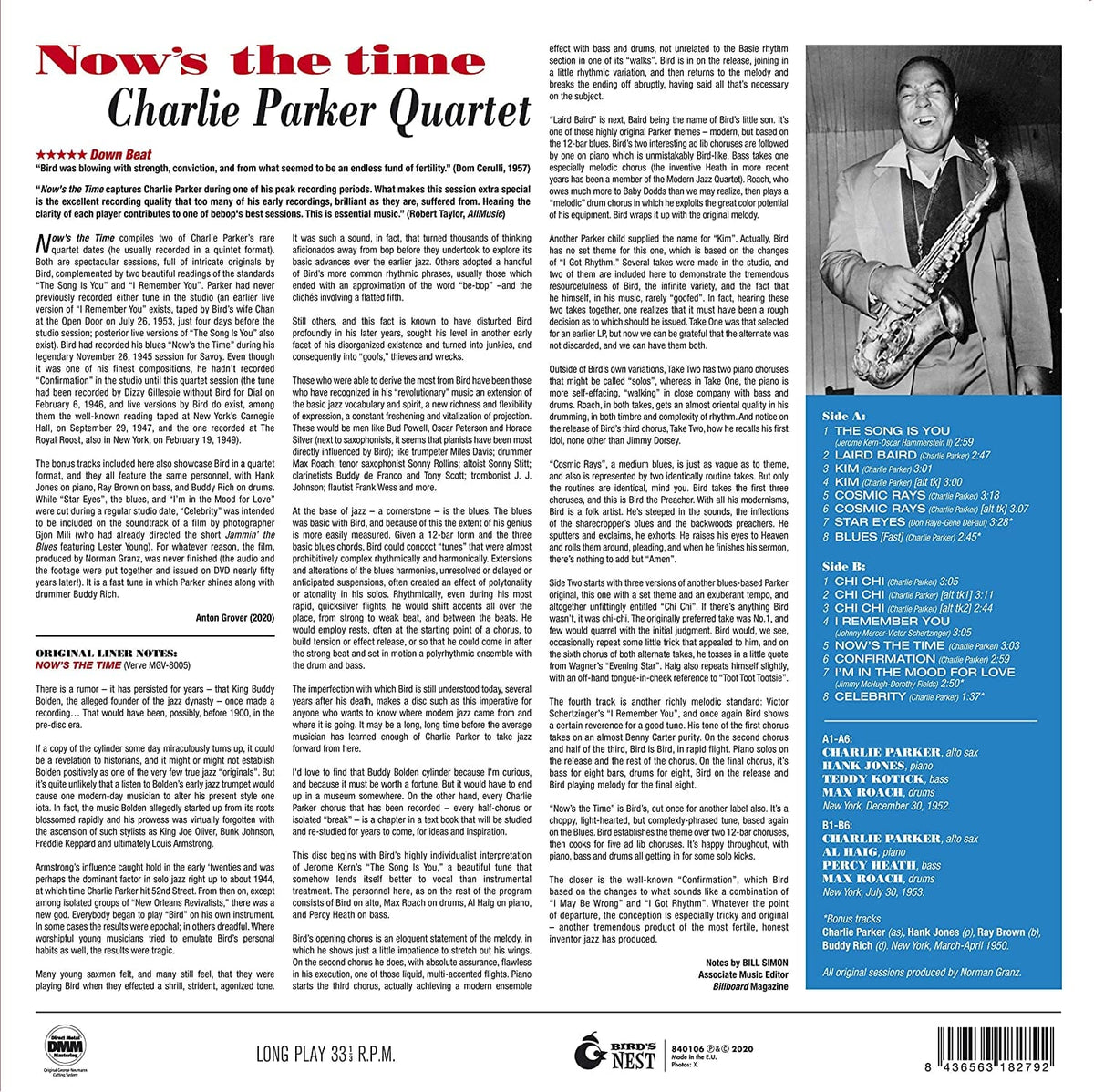 CHARLIE PARKER QUARTET - NOWS THE TIME [VINYL]