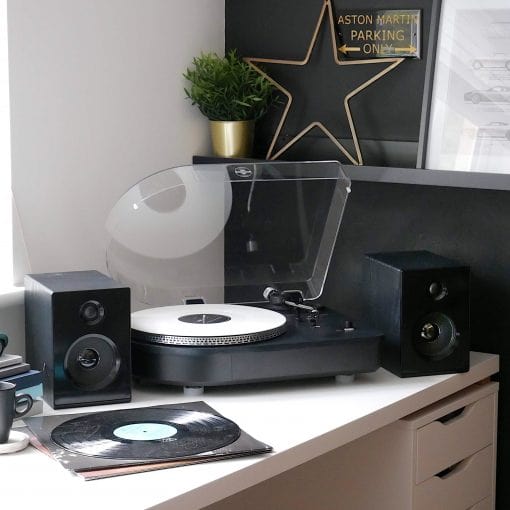 CAMDEN SPEAKERS WITH SPEAKERS, BLACK [TECH & TURNTABLES]