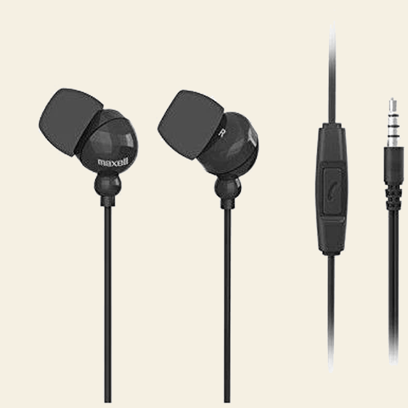 Maxell 303759 Plugz + Mic Earphones Headphones With Microphone Black [Accessories]